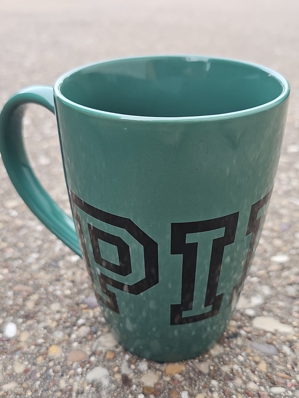 PINK Victoria's Secret Teal Ceramic Mug with Black Lettering 16.9 fl.oz